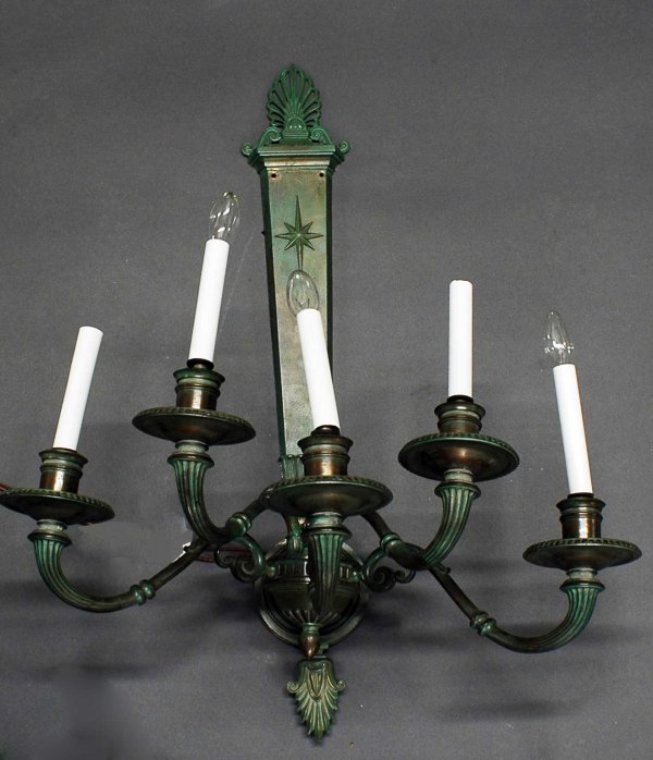 LOUIS XVI STYLE PATIN. BRONZE 5 LIGHT SCONCE