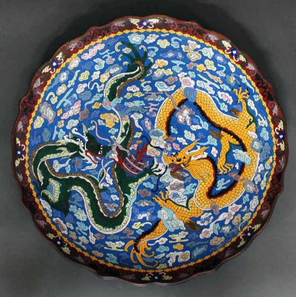 LARGE CLOISONNE ENAMEL CHARGER