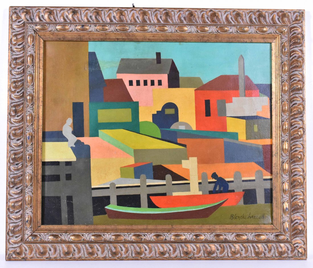 BLANCHE LAZZELL (AMERICAN, 1878-1956) PAINTING: Attribute to. Untitled. Signed Blanche Lazzell lower right. Oil on Canvas. 16 x 20 inches. Canvas has a 6.50 inch patch. Framed.