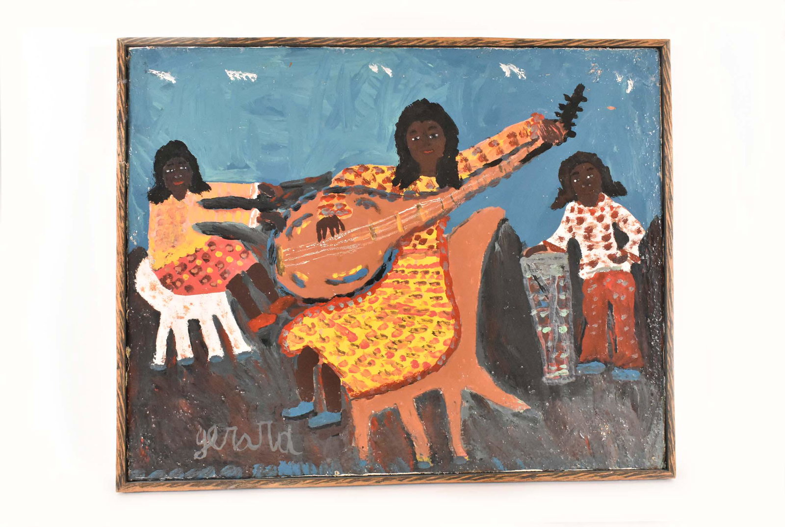 GERARD (FORTUNE) (Haitian b. 1933) Painitng: Musical Trio. Signed Gerard. Oil on Canvas. Measuring 19.75 by 23.75 in.