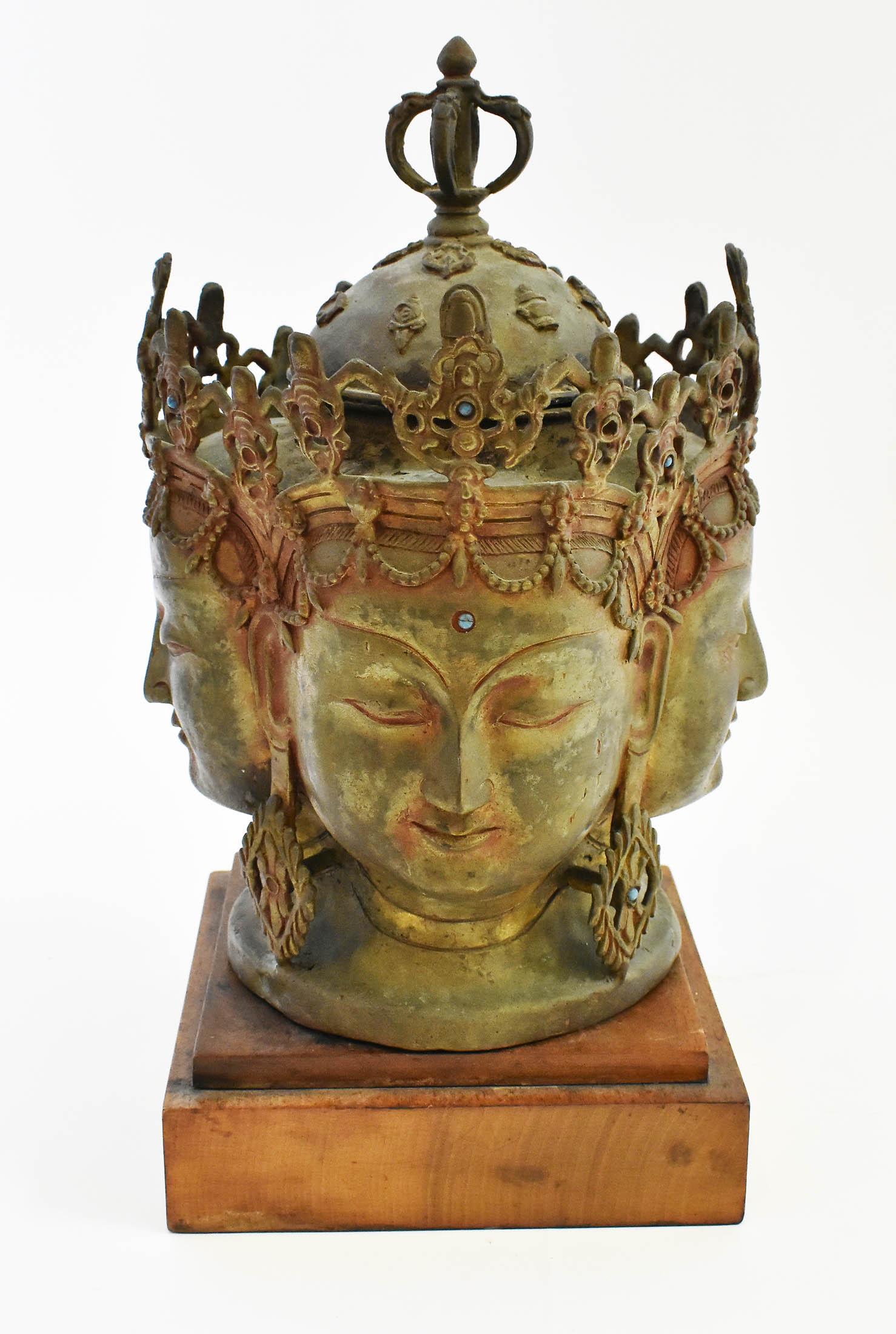 THAI BRONZE OF FOUR CONJOINED BUDDHA HEADS (1 of 12)
