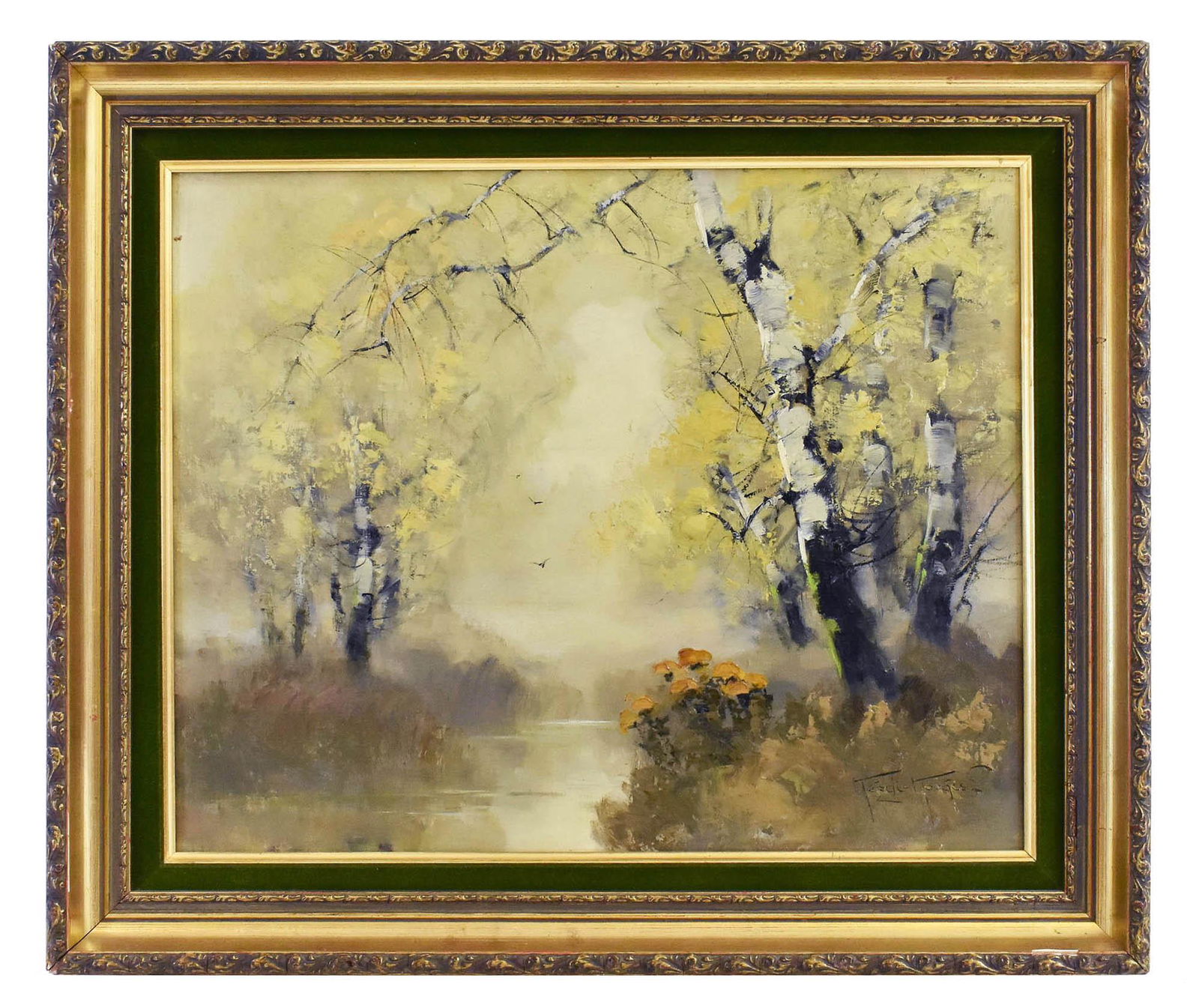 LASZLO KEZDI-KOVACS (Hungarian. 1864-1942): Forest Stream. Signed l/r, the reverse with label. Oil on Canvas. 13 by 16.5 in., 17.5 by 21 in.