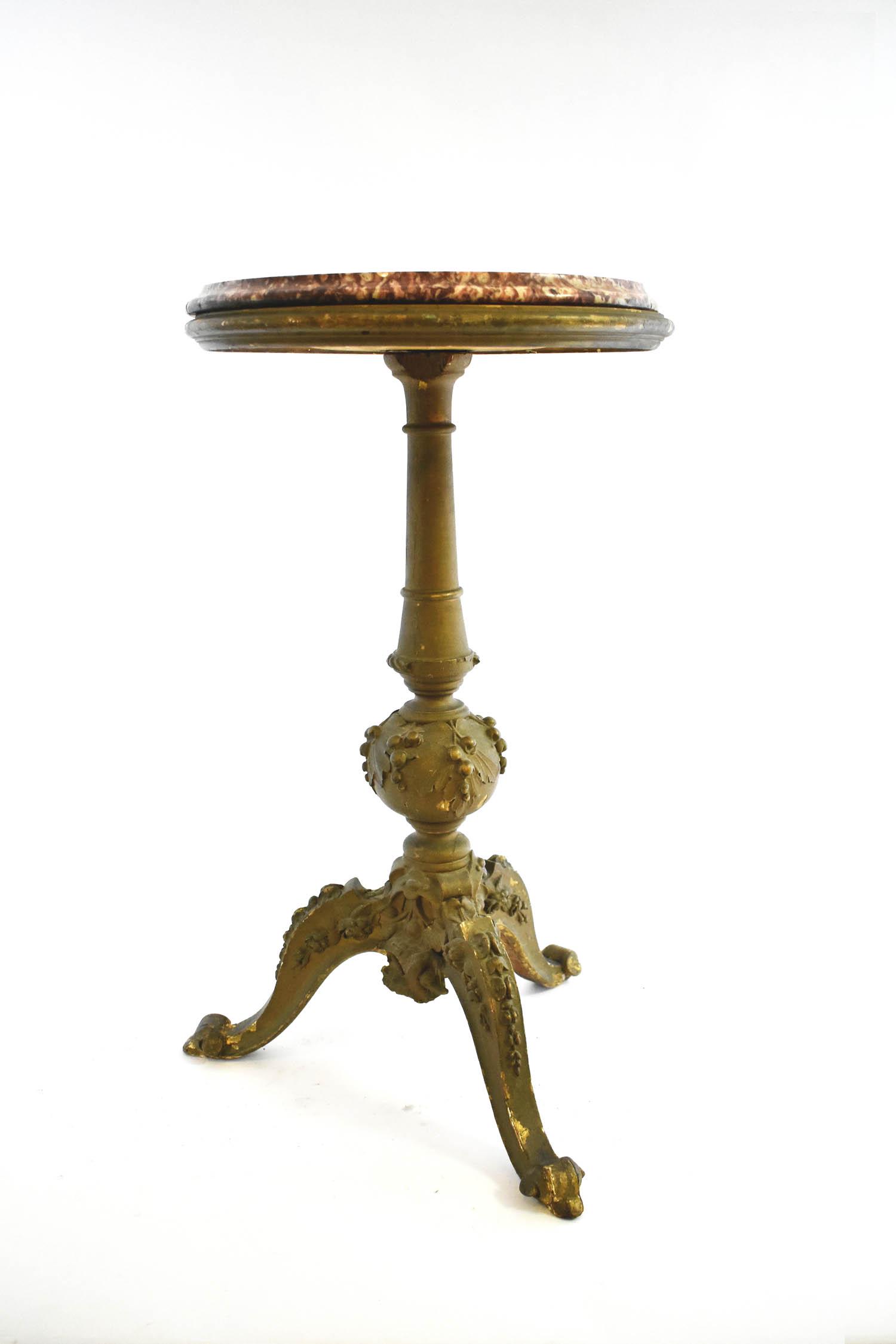 CONTINENTAL GILTWOOD PEDESTAL SIDE TABLE (1 of 6)