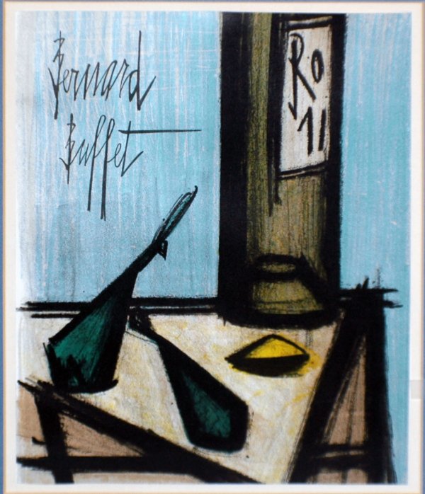 TWO FRAMED PRINTS: TWO FRAMED PRINTS After the artist. Bernard Buffet, measuring 12 1/8" by 9 1/2" and Jean DeBuffet, measuring 23 1/4" by 17 3/4". (60/80)