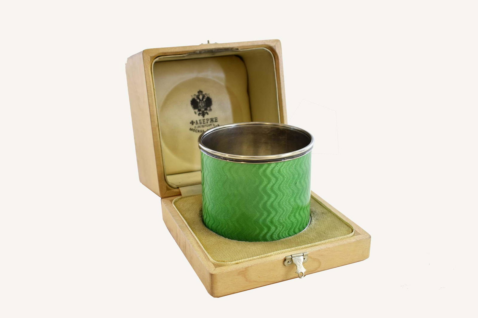 RUSSIAN GREEN ENAMEL SILVER CUP (1 of 8)
