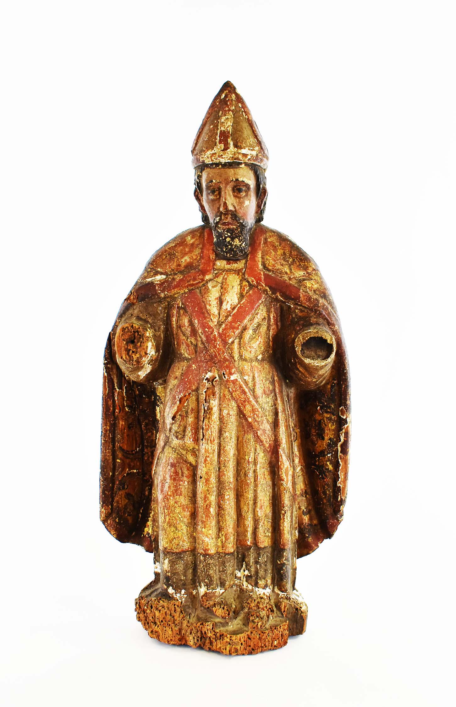 CONTINENTAL PAINTED AND CARVED MALE SAINT (1 of 12)
