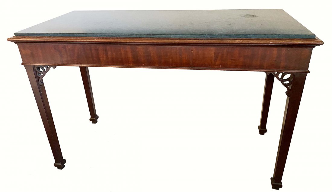 GEORGE III STYLE MARBLE TOP MAHOGANY SIDE TABLE (1 of 8)