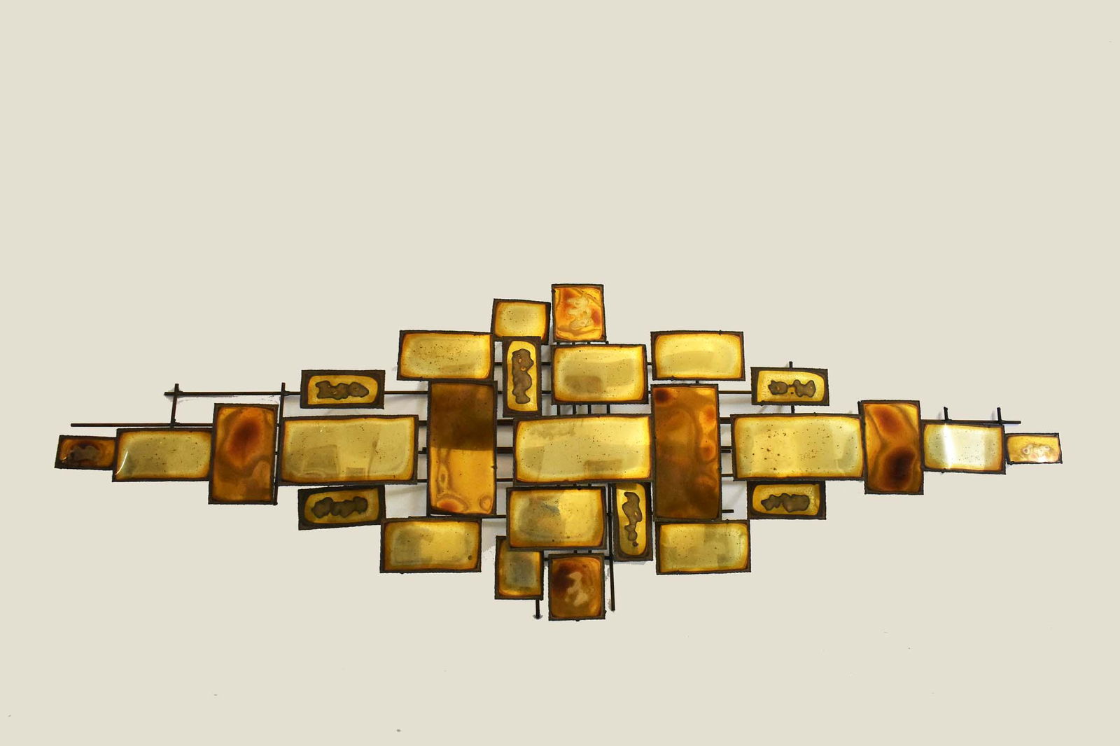 MODERNIST BURNISHED COPPER GEOMETRIC WALL RELIEF (1 of 3)