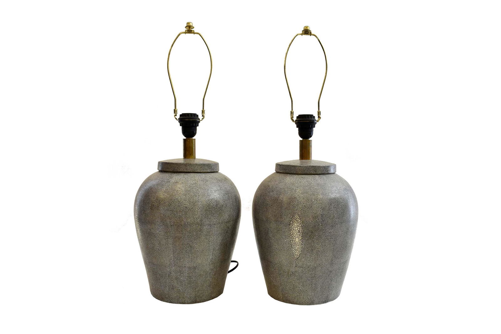 PAIR OF CONTEMPORARY FAUX SHAGREEN LAMPS (1 of 6)