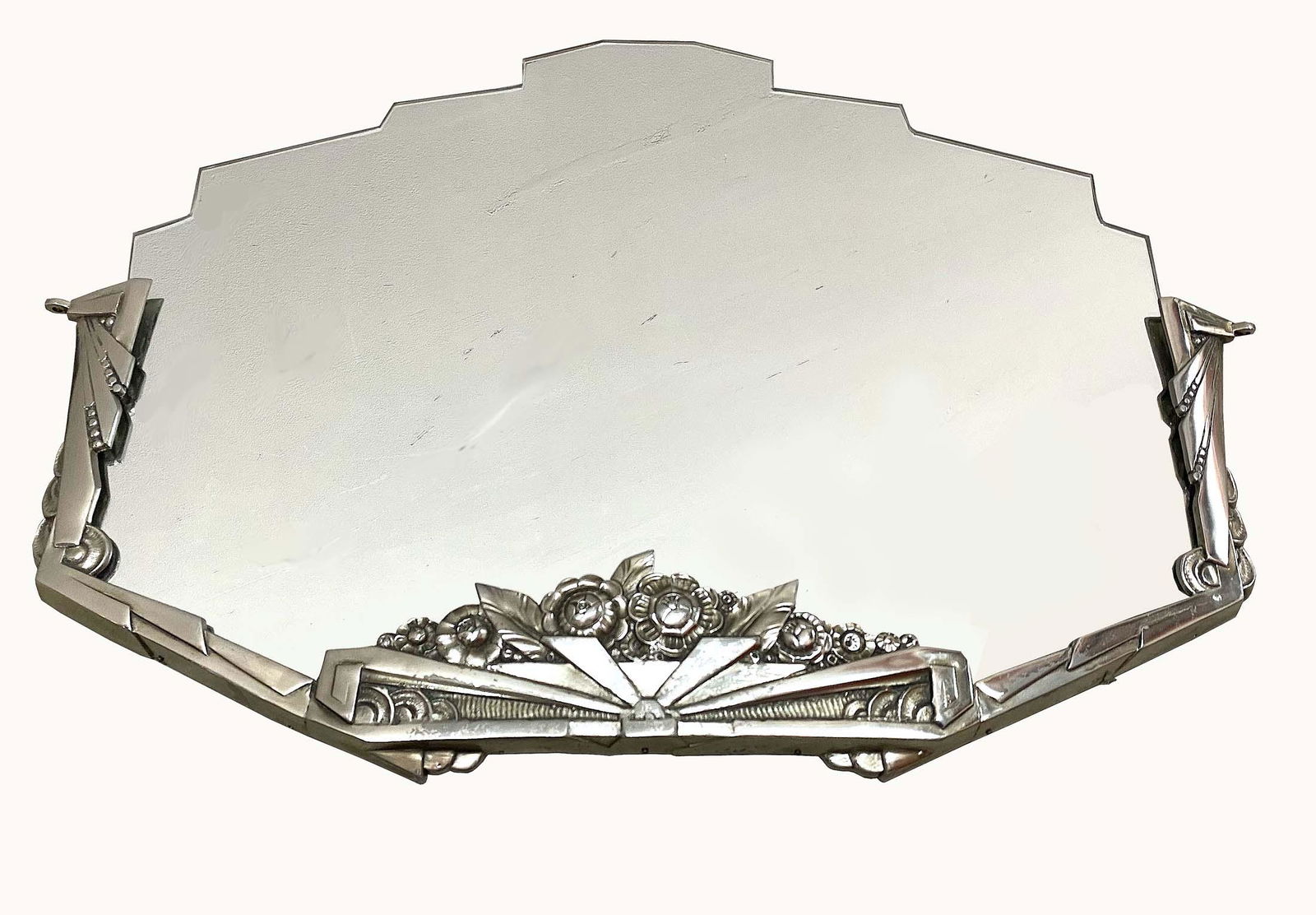 ART DECO SILVERED IRON MIRROR (1 of 4)