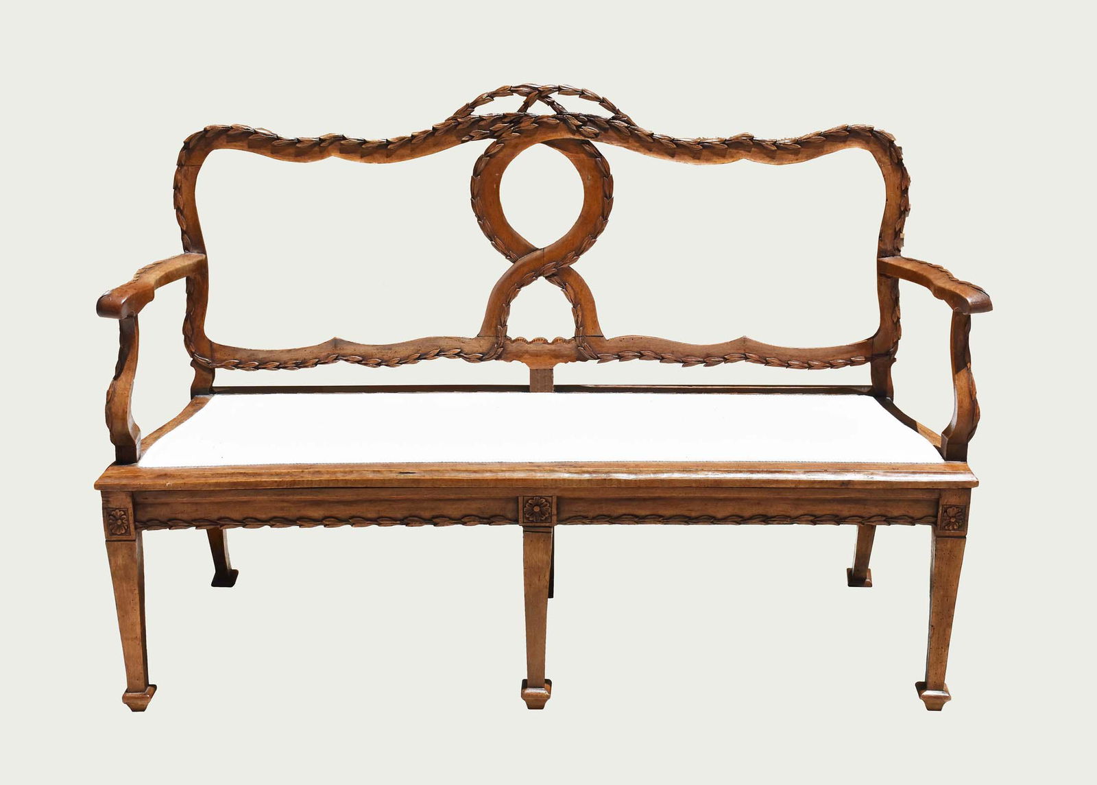 ITALIAN ROCOCO CARVED WALNUT SETTEE (1 of 4)
