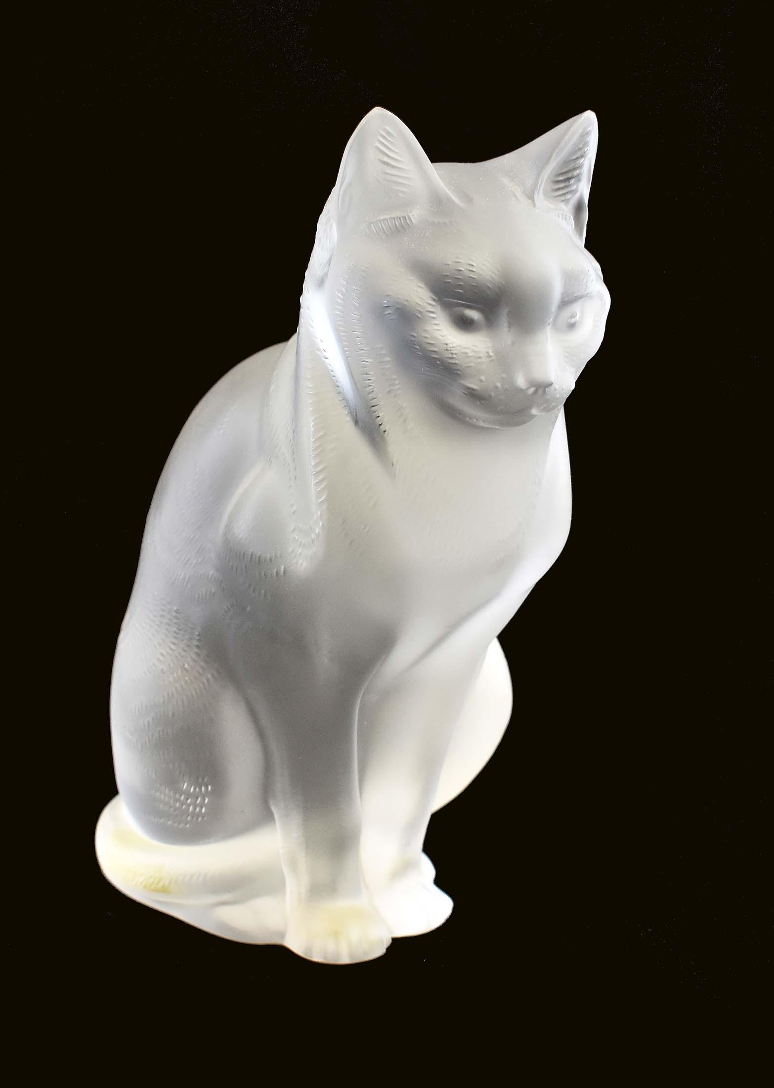 LALIQUE FROSTED GLASS CAT (1 of 4)