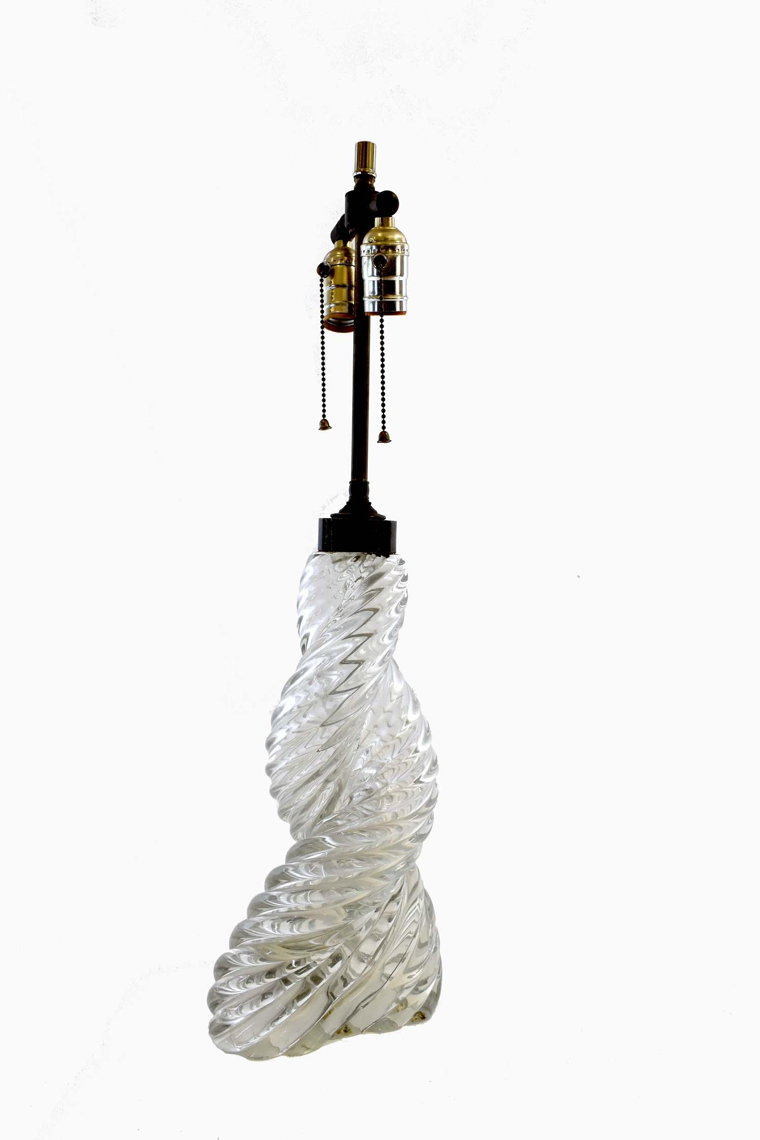 VENETIAN SPIRALED COLORLESS GLASS TABLE LAMP (1 of 5)