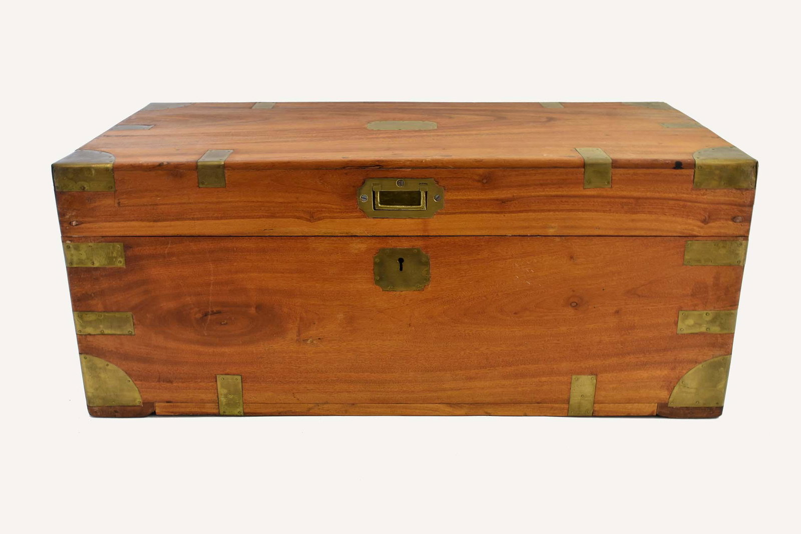 CHINESE SMALL BRASS-MOUNTED CAMPAIGN HARDWOOD TRUNK (1 of 5)