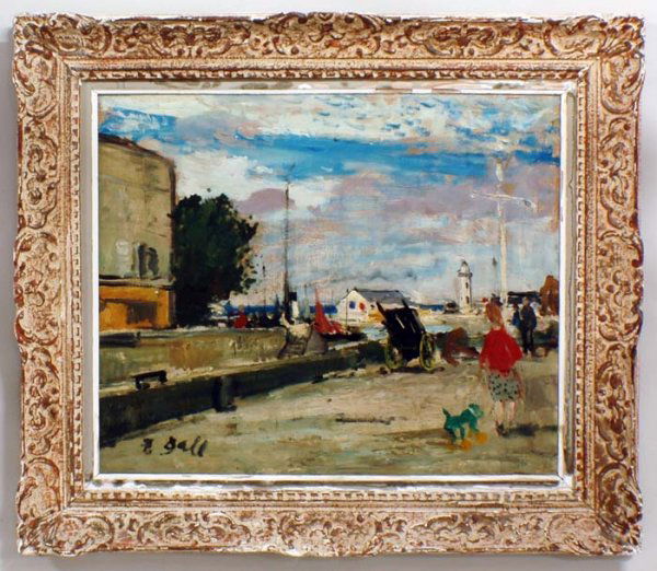 FRANCOIS GALL (French. 1912-1987): "Honfleur". Signed F. Gall l/l. Oil on Board. Measuring 18 1/4" by 21 3/4". Framed. (Cond: good, no inpainting apparent under u.v. light) (7000/9000)