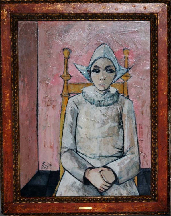 CHARLES LEVIER (French. Born 1920): "Saltembaughe Assi". Signed Levie l/l and titled on the reverse. Oil on Canvas. measuring 40" by 30". Framed. (Cond: good) Provenance: Wally Findlay Galleries, Palm Beach. No. 59599.