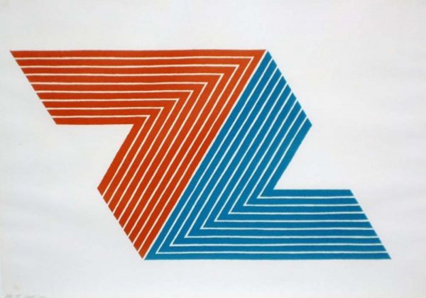 FRANK STELLA (American. Born 1936): "Itata". Signed, numbered 88/100 and dated '68 l/l. Color Lithograph. Plate 3 from V Series. (Axsom 23) Sheet measuring 16 1/4" by 22 1/4". Wood frame. (Cond: good with light toning)