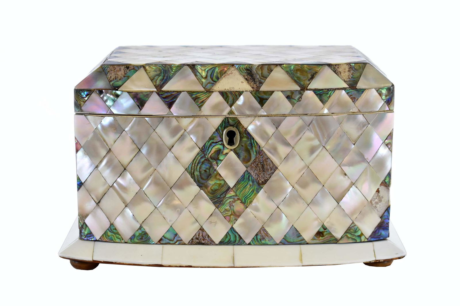 VICTORIAN ABALONE AND MOTHER-OF-PEARL TEA CADDY (1 of 8)