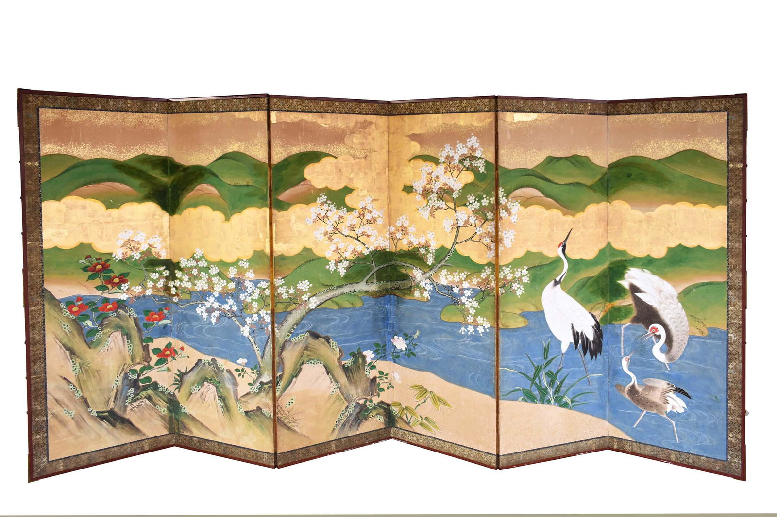 JAPANESE PAINTED AND GILT EIGHT-FOLD SCREEN (1 of 12)