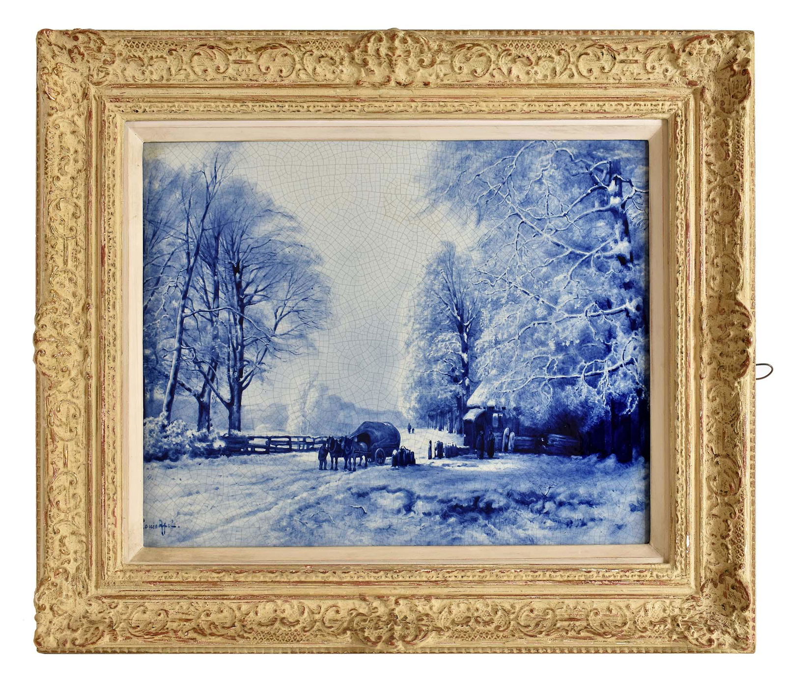 LOUIS APOL, DUTCH, DELFT BLUE & WHITE PORCELAIN PLAQUE (1 of 7)