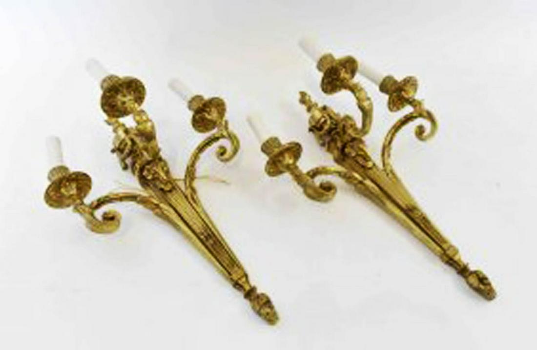PAIR OF LOUIS XVI STYLE THREE-LIGHT SCONCES (1 of 6)