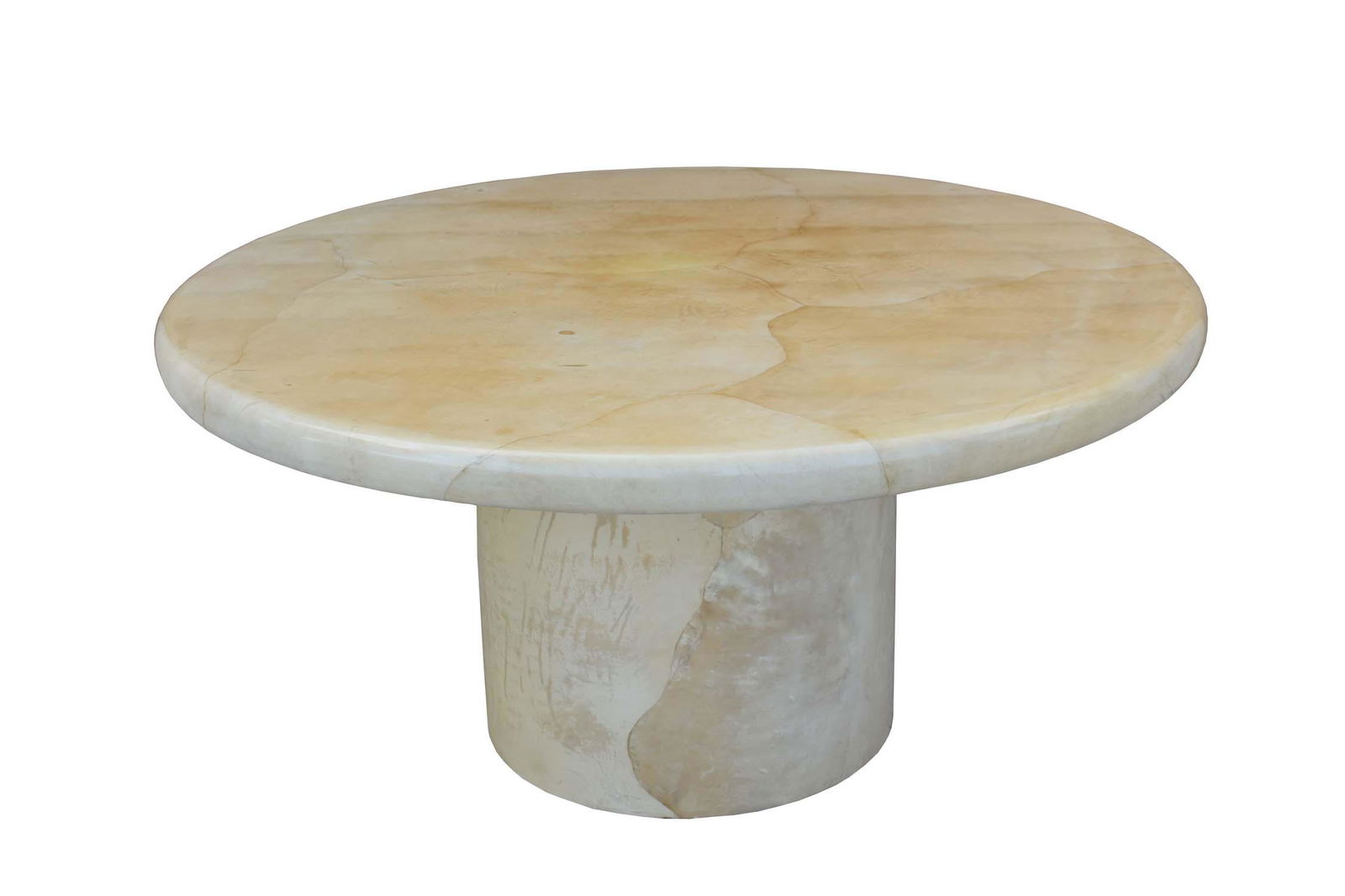 KARL SPRINGER, GOAT SKIN COVERED CIRCULAR DINING TABLE (1 of 6)