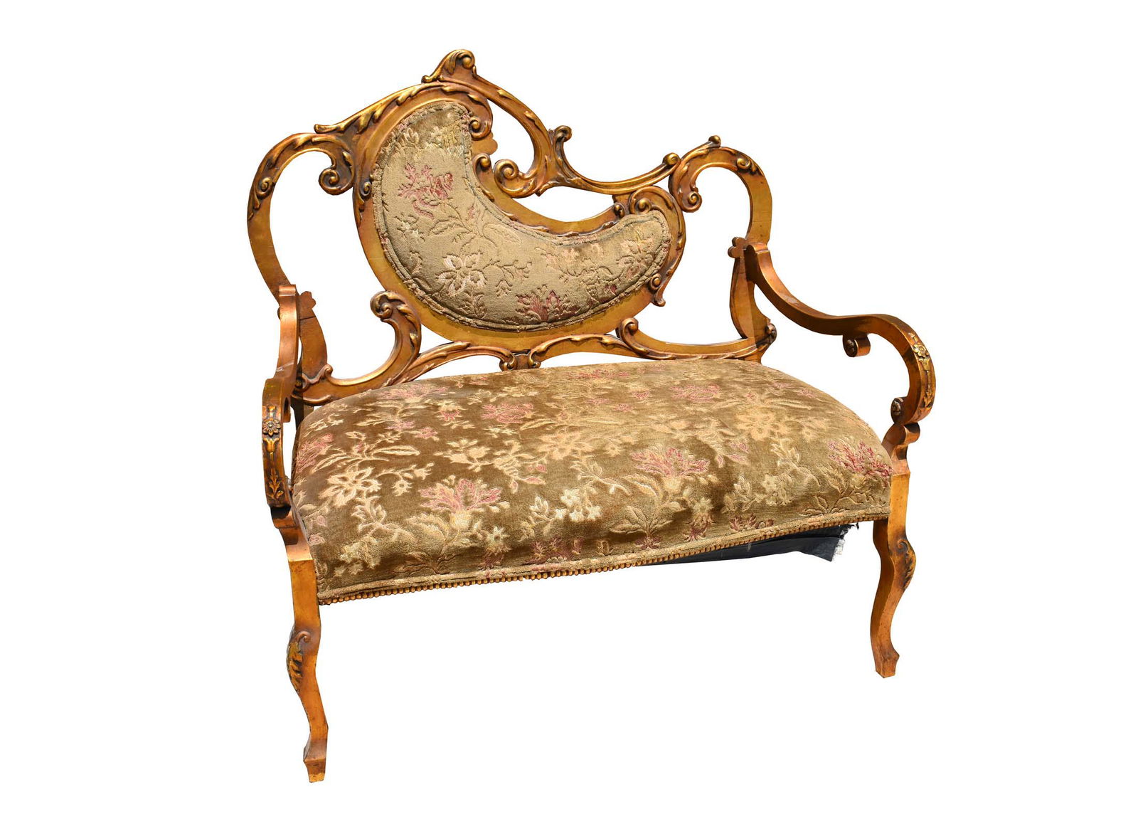 FRENCH ROCOCO STYLE GILTWOOD SETTEE (1 of 5)