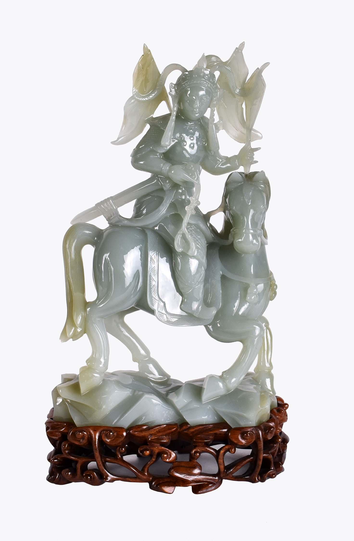 CHINESE CELADON JADE HORSE AND RIDER GROUP (1 of 8)