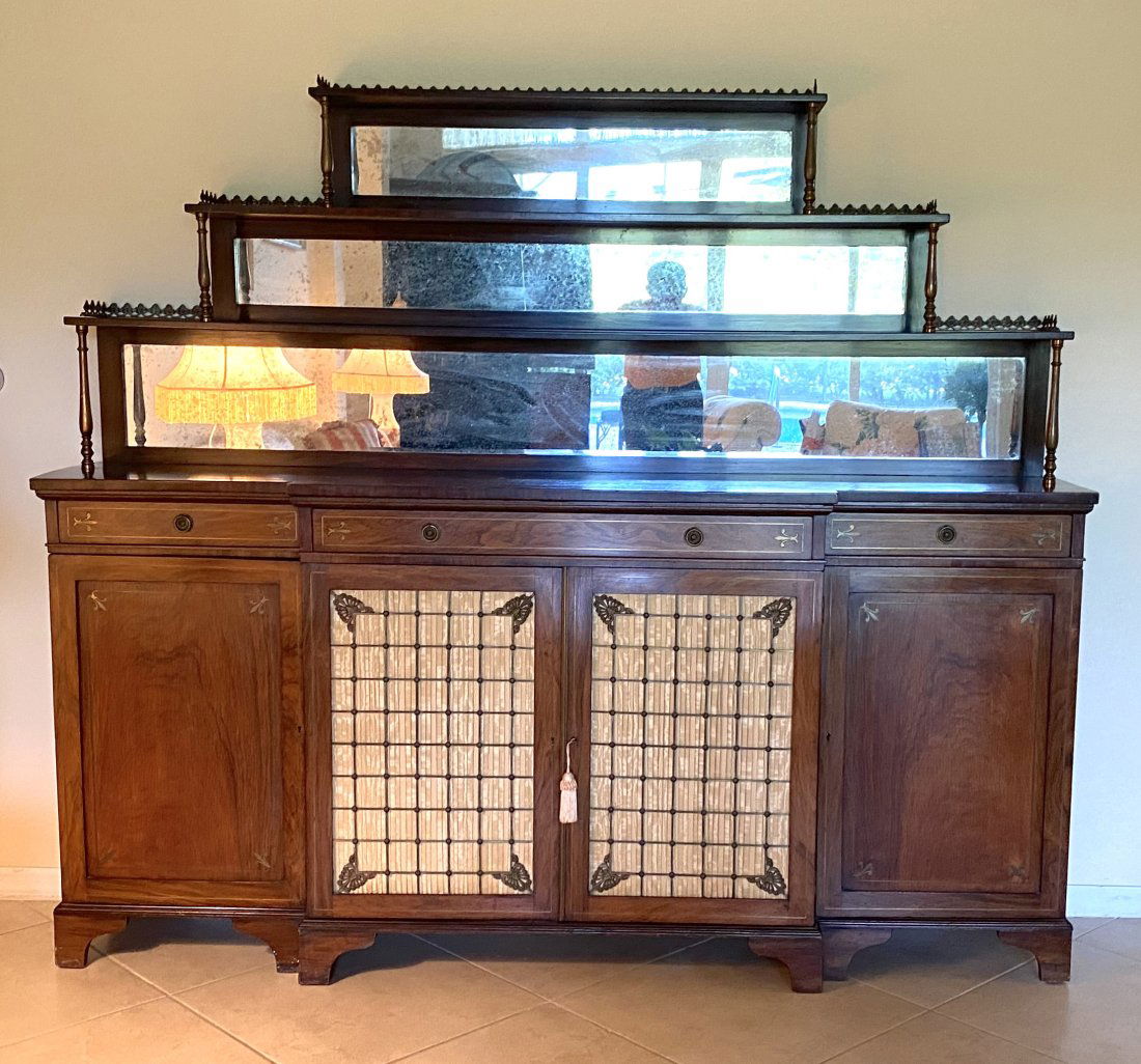 REGENCY BRASS-INLAID BRONZE-MOUNTED ROSEWOOD SIDE (1 of 8)