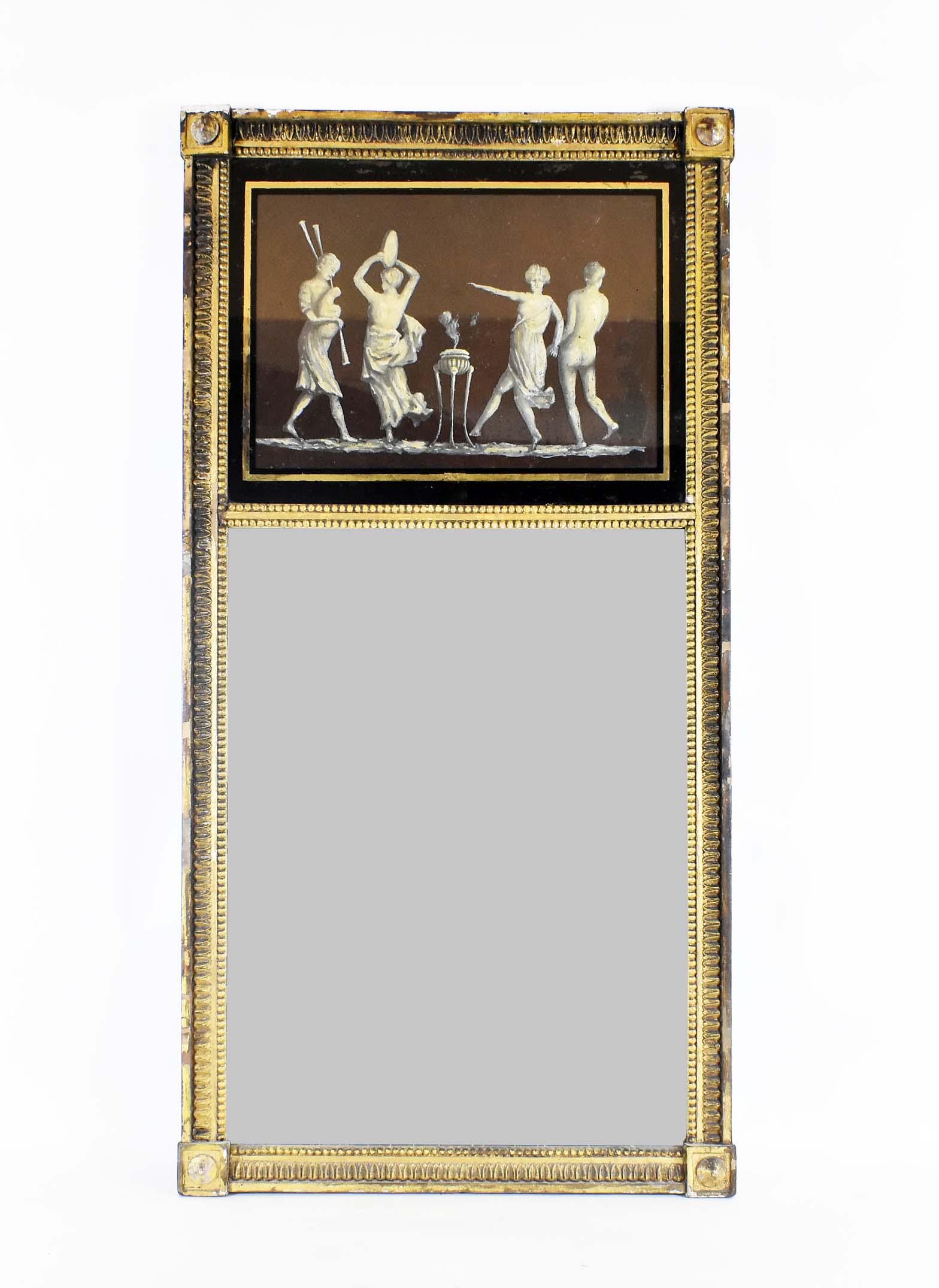 ITALIAN NEO CLASSICAL EGLOMISE AND GILTWOOD PIER MIRROR (1 of 5)