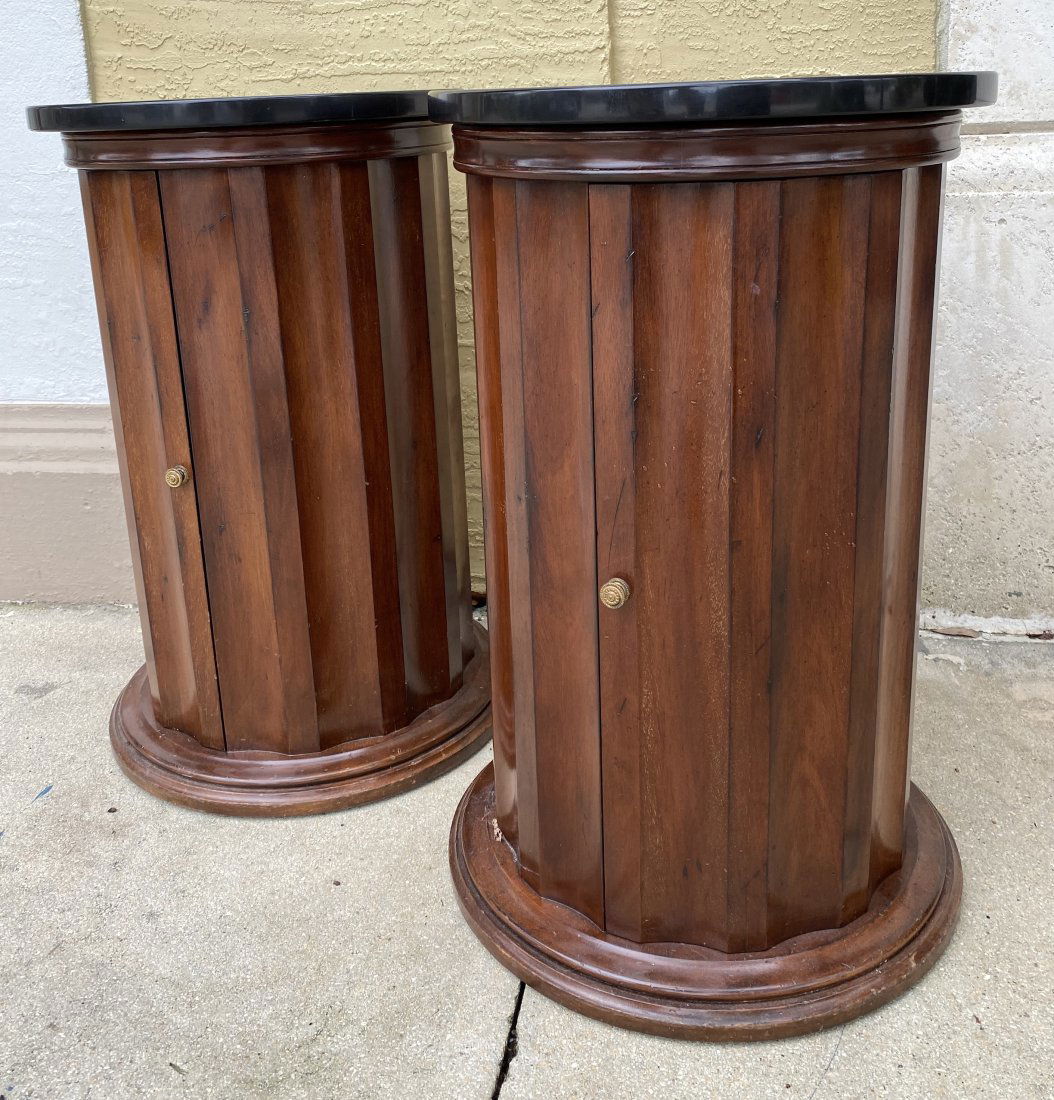 PAIR OF FRENCH NEOCLASSICAL MAHOGANY PEDESTAL CABINETS (1 of 6)
