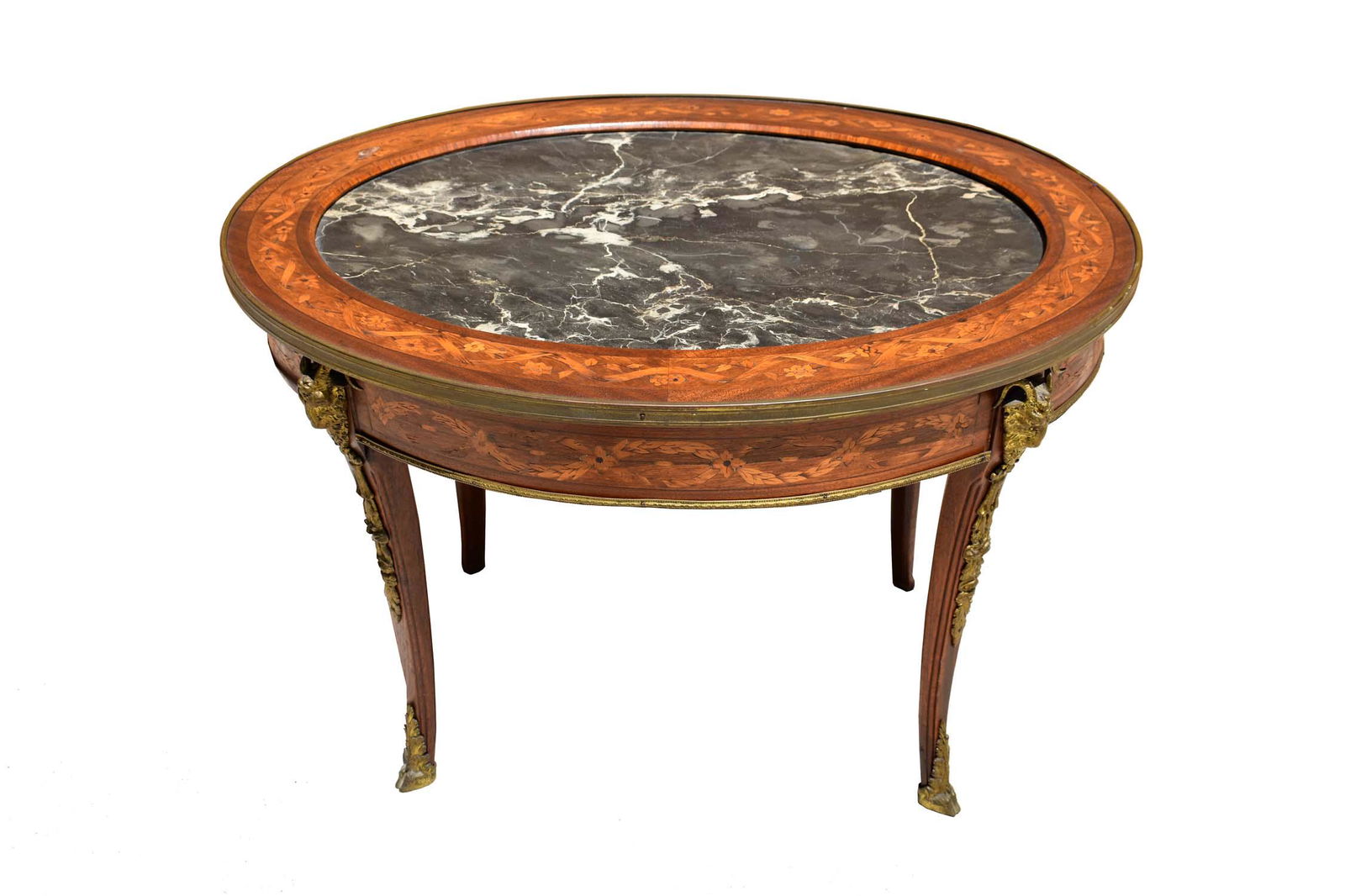 FRENCH MARBLE-INSET MAHOGANY LOW TABLE (1 of 6)