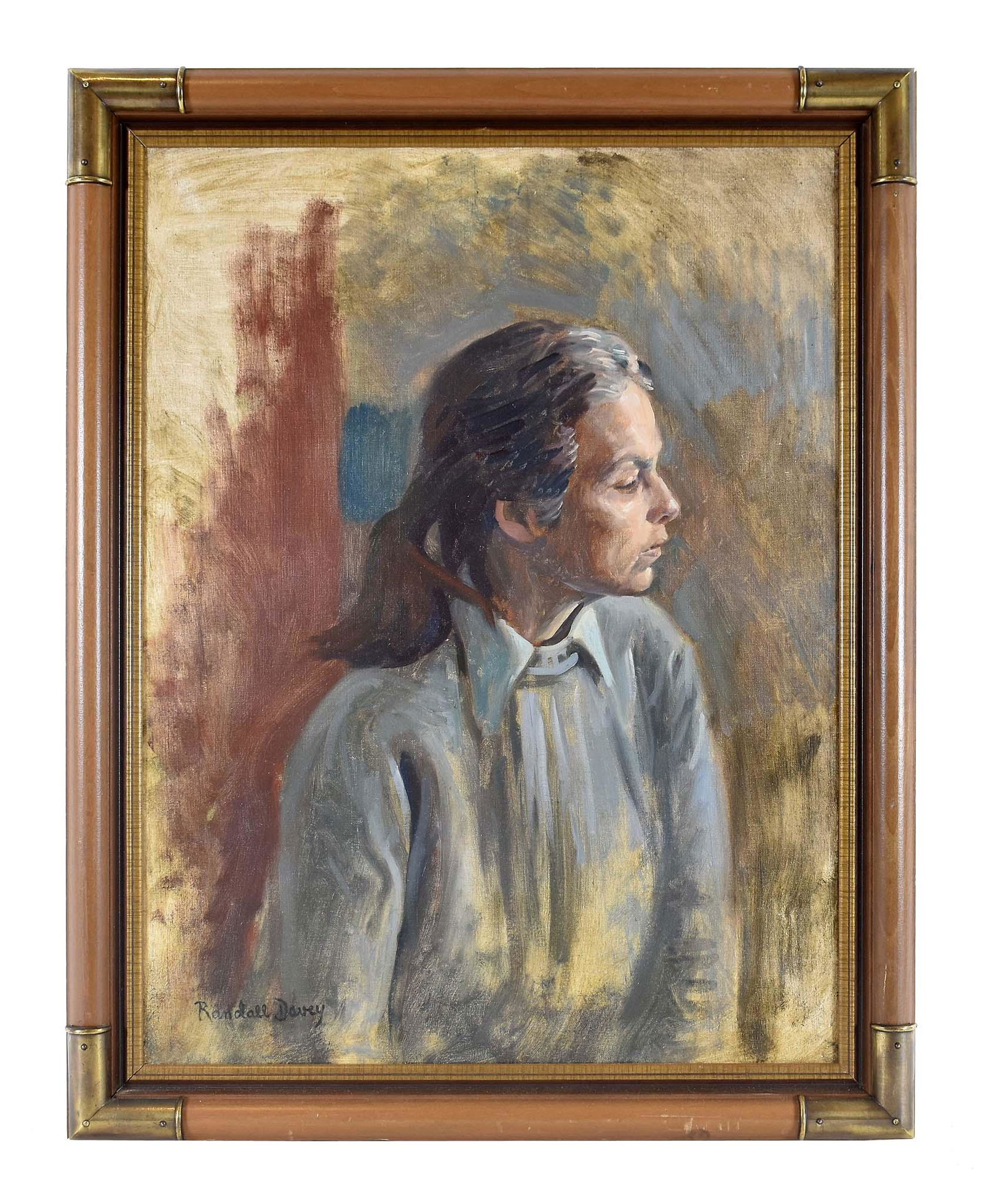 RANDALL DAVEY (American. 1887-1964) PAINTING: Portrait of a Young Woman. Signed Randall Davey l/l. Oil on Canvas. 24 by 18 in., overall, in a brass-mounted wood frame, 28 by 22 in. Cf. Thanks to Askart for the use of this Randall Davey biography