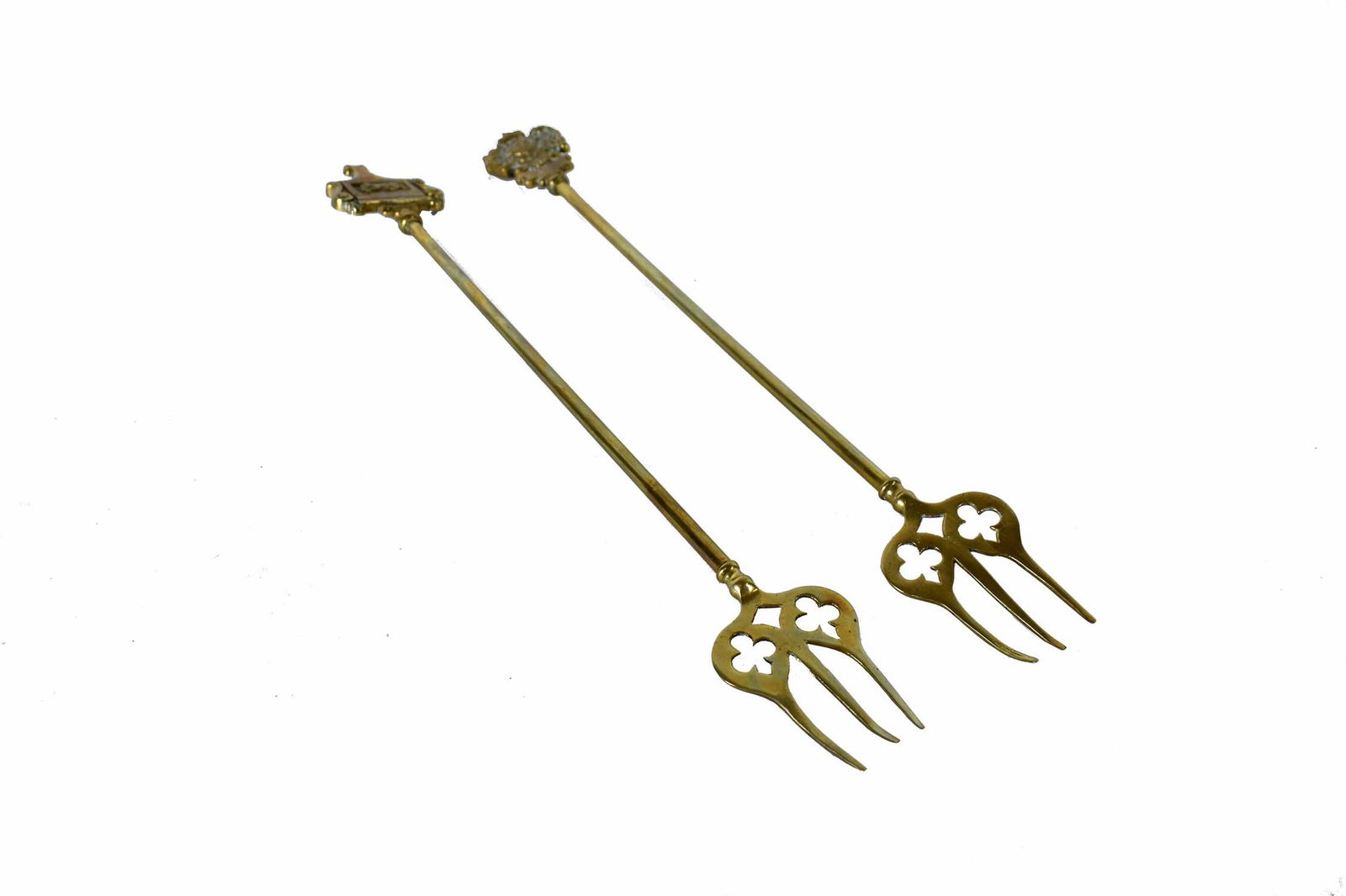 PAIR OF BRASS FIRE TOOLS (1 of 5)