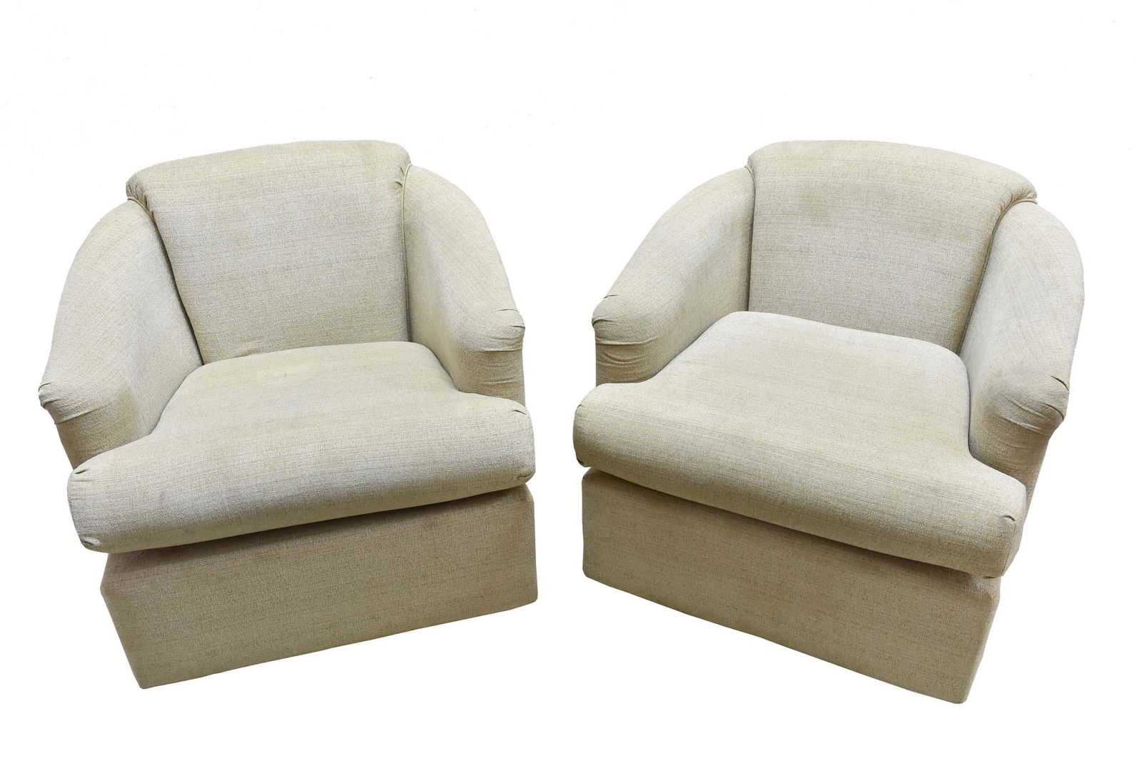 PAIR OF GRAY FABRIC UPHOLSTERED CLUB CHAIRS (1 of 4)