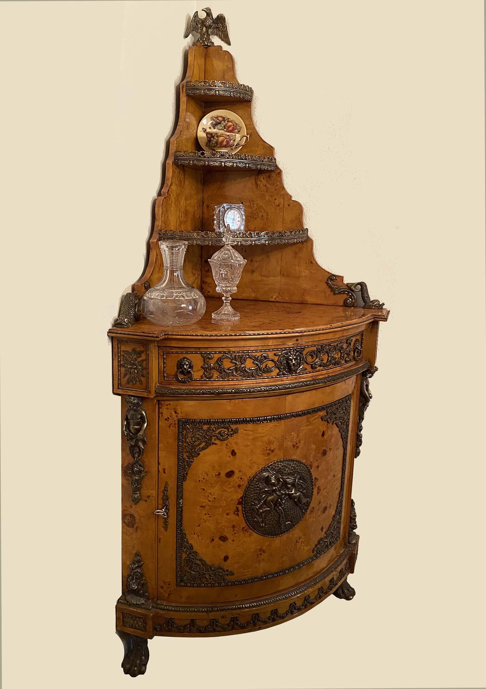 EMPIRE STYLE BURLWOOD CORNER ETAGERE (1 of 5)