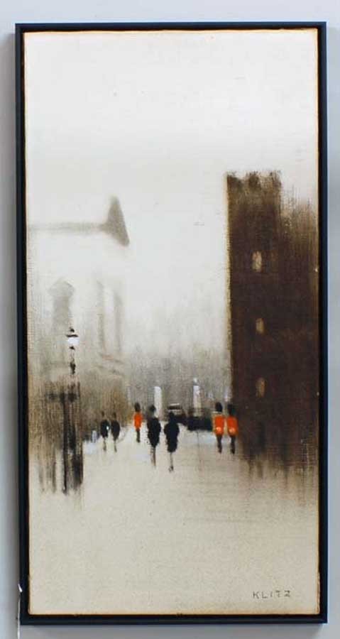 TONY KLITZ (English. 1917-2000): "Street Scene". Signed Klitz l/r. Oil on Canvas. measuring 30" by 14 3/4". Framed. (Cond: good) Provenance: Michael Murphy Gallery, Tampa. (300/400)