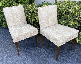 SET OF SIX UPHOLSTERED WALNUT SIDE CHAIRS (1 of 3)