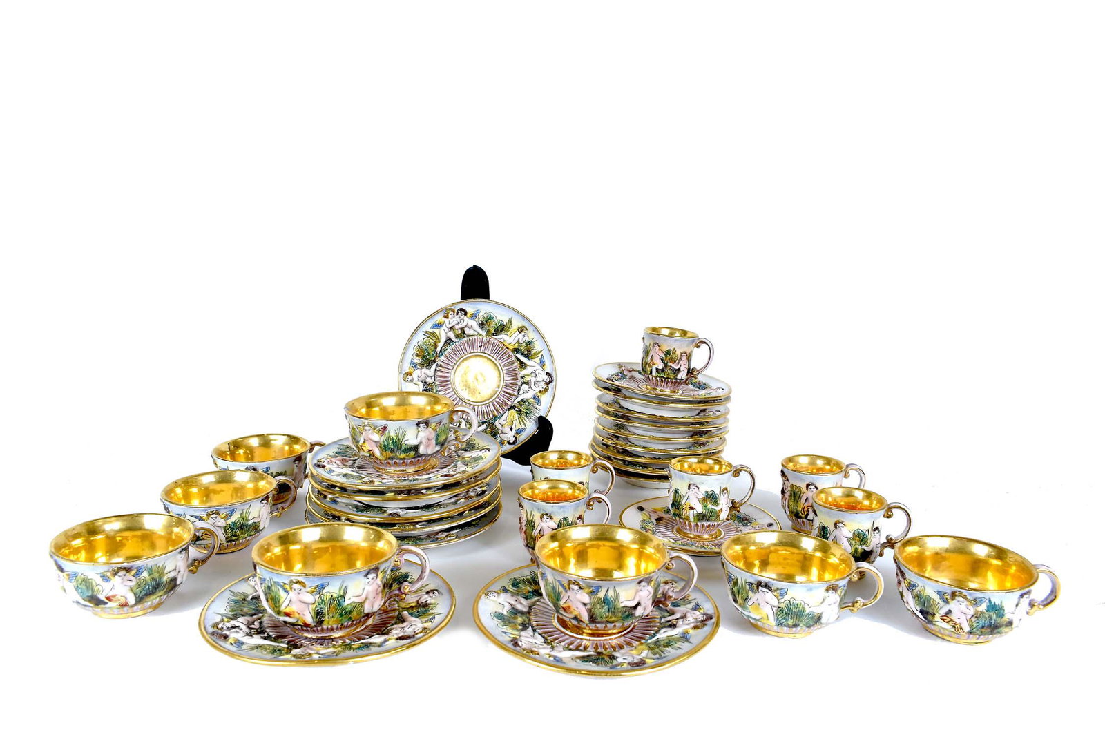 CAPO DI MONTE PORCELAIN PART TEA & DEMITASSE SERVICE (1 of 8)