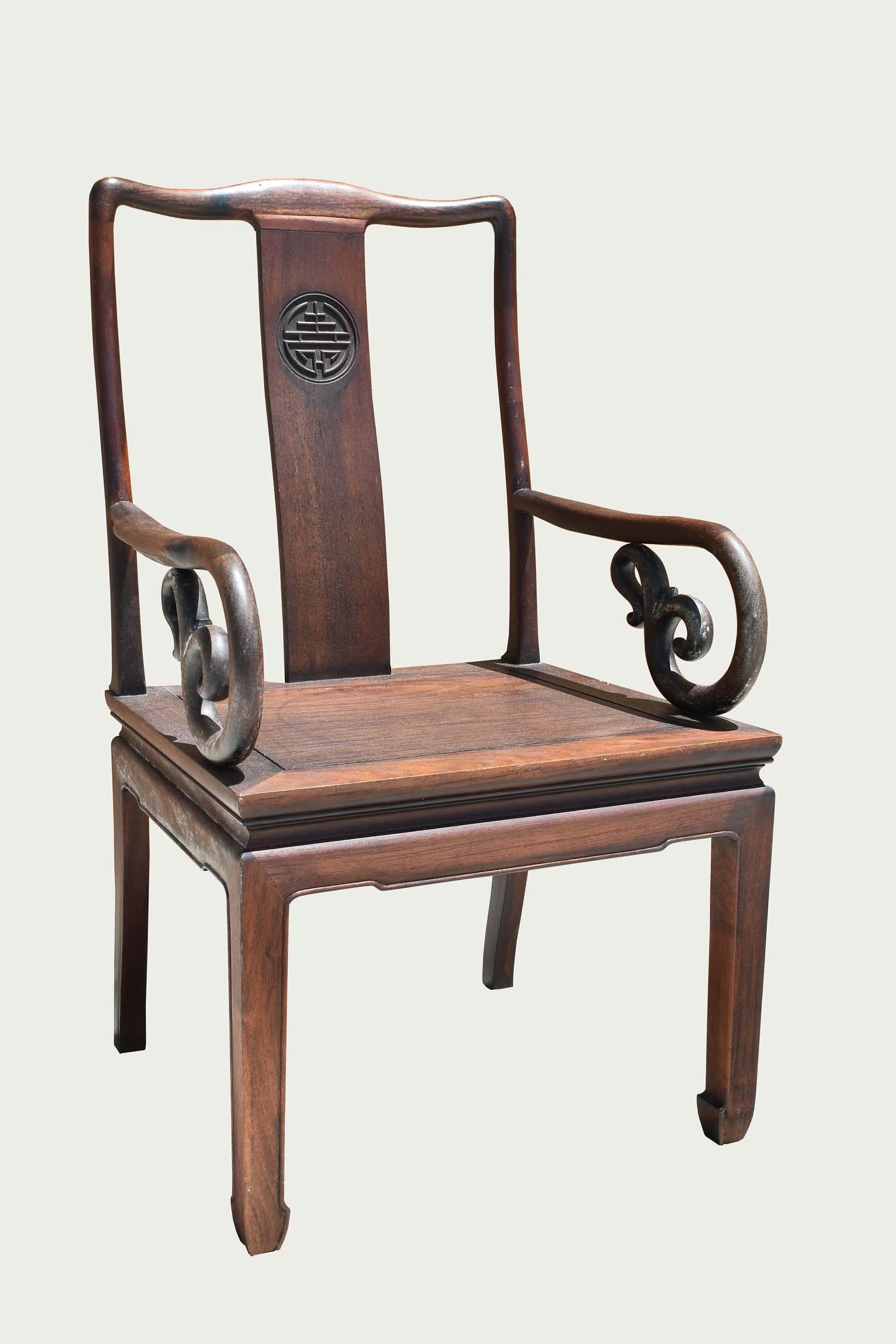 CHINESE CLASSICAL STYLE HARDWOOD ARMCHAIR (1 of 8)