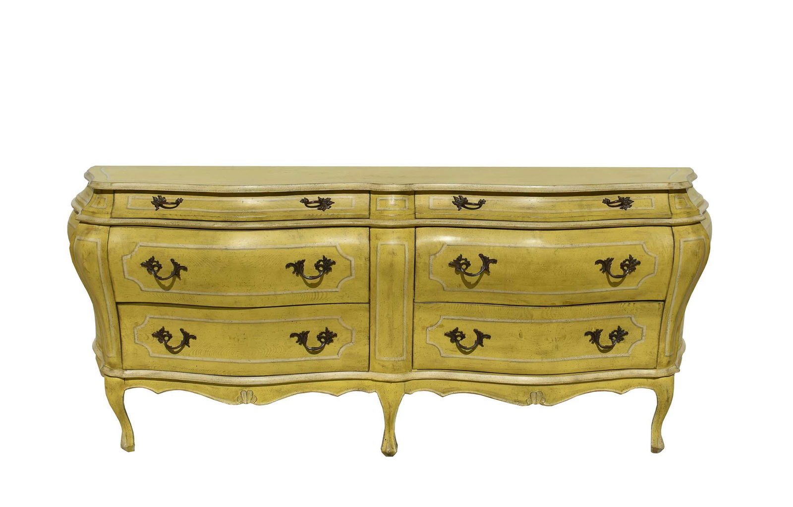 LOUIS XV PROVINCIAL STYLE PAINTED BOMBE COMMODE (1 of 3)