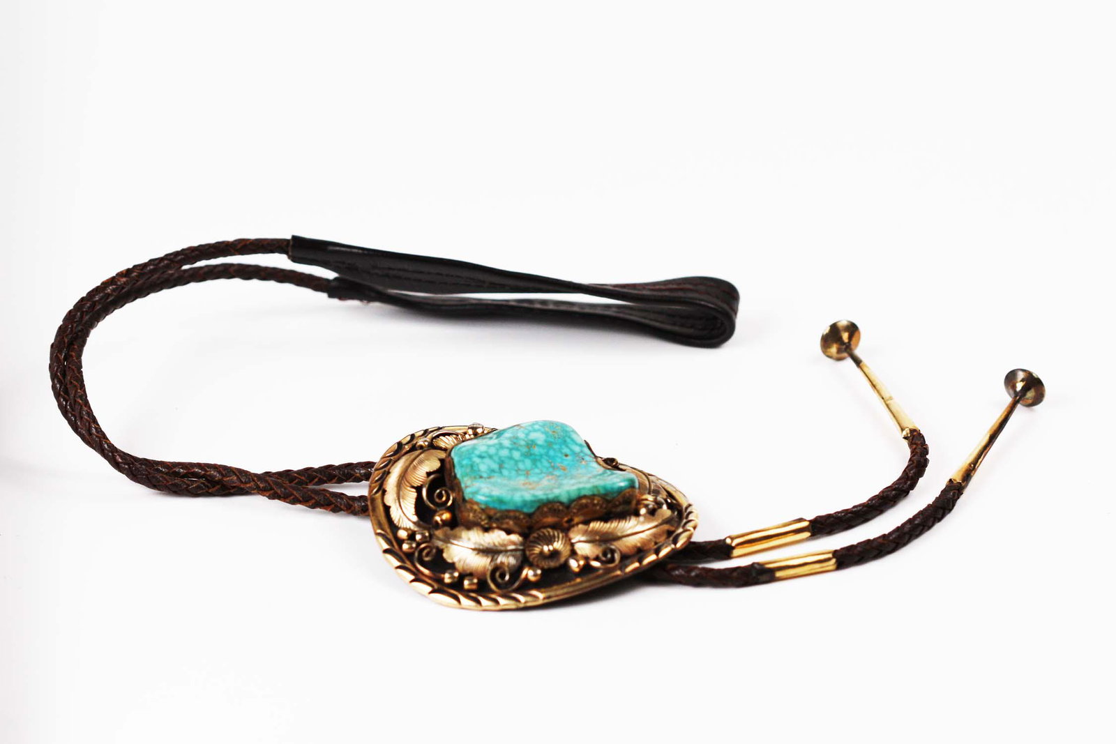 FINE NATIVE AMERICAN MOUNTAIN TURQUOISE & SILVER BOLO (1 of 6)