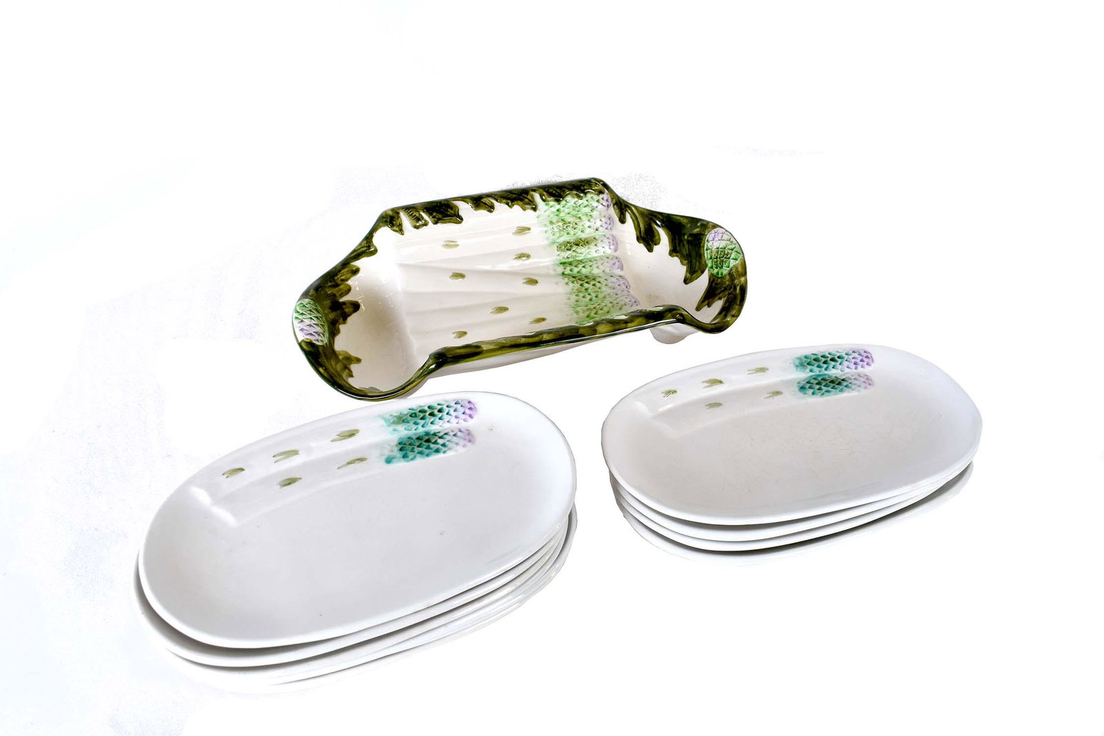 ITALIAN MAJOLICA ASPARAGUS SERVING ENSEMBLE (1 of 3)