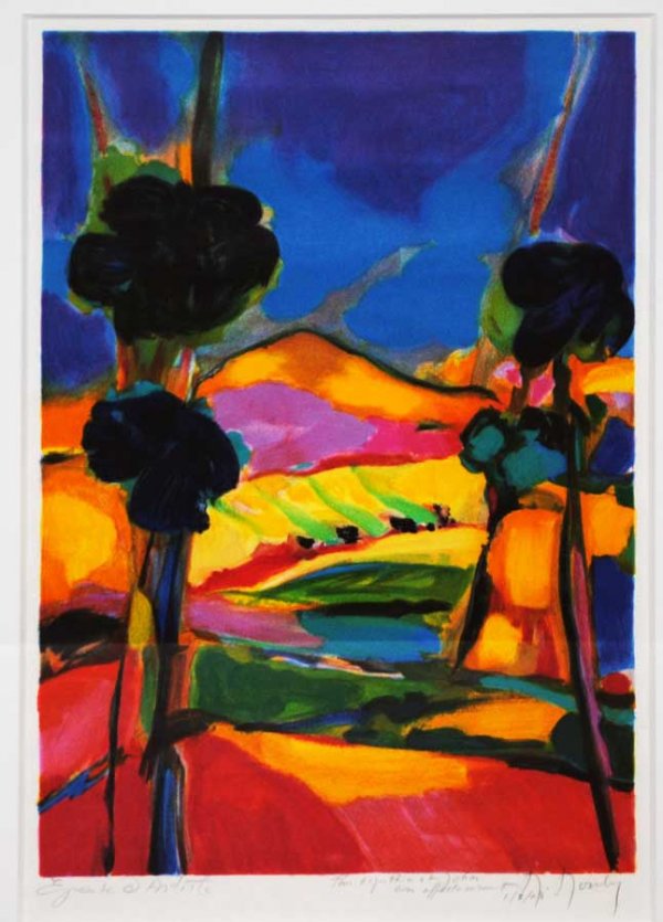 MARCEL MOULY (French. 1918-2008): Landscape. Signed artist's proof with inscription and dated 1/2/03 in pencil in the lower margin. Serigraph. Image measuring 18 1/8" by 12 1/2". Framed. (Cond: good, has margins) (500/700)