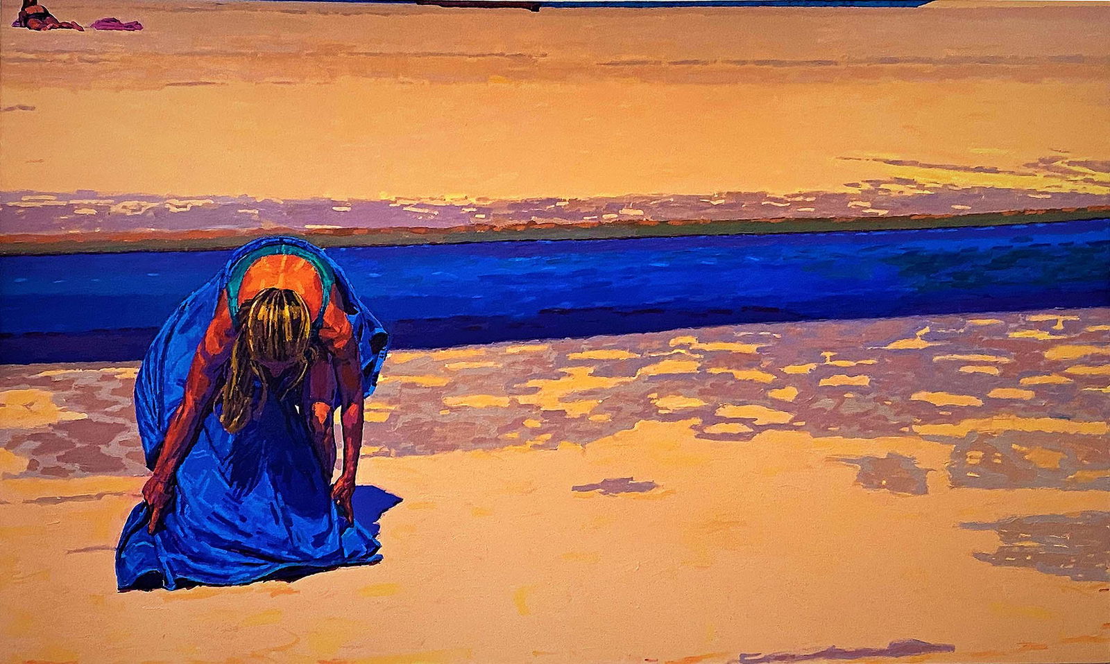 GRAHAM NICKSON (American. b. 1936) PAINTING: Channel. Signed on the reverse u/r canvas flap and inscribed Lascaux Acrylic on Canvas. 74 in. by 126 in. Provenance: Purchased directly from the artist in 1994. . PLEASE NOTE: THIS LOT IS BEING SOLD