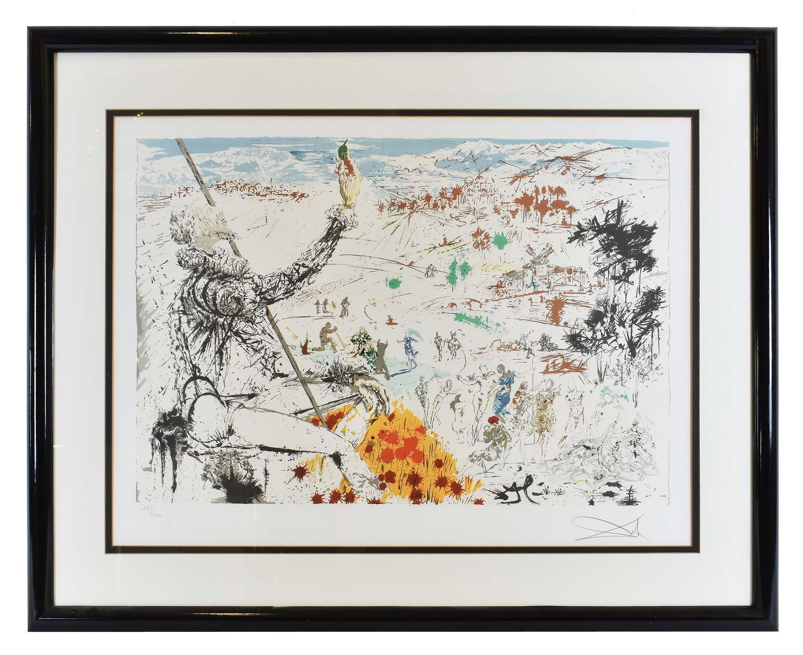 SALVADOR DALI (Spanish. 1904-1989) LITHOGRAPH: Don Quixote Lâ€™Age Dor, 1975. Signed Dali l/l, numbered 134/300. Lithograph in Color. 22.5 by 30 in., overall 27 by 34 in.