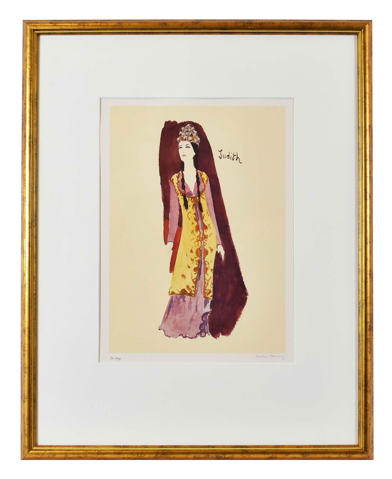 DOROTHEA TANNING (American. 1910-2012): Judith. Signed l/r, numbered 74/99. Lithograph in Color. 13.5 by 10 in., overall 23 by 18.5 in.