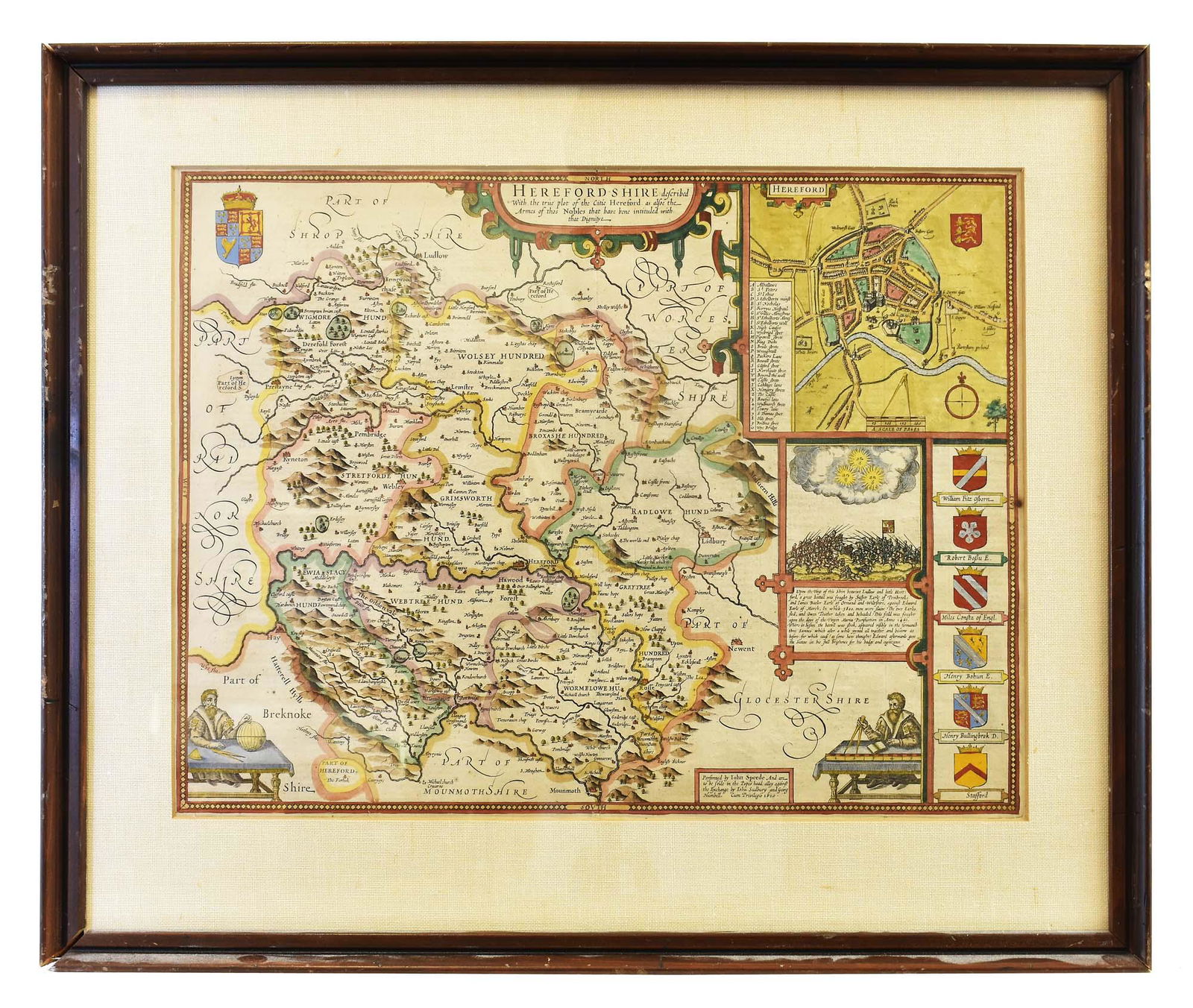 JOHN SPEED MAP OF HEREFORDSHIRE c. 1627 (1 of 8)