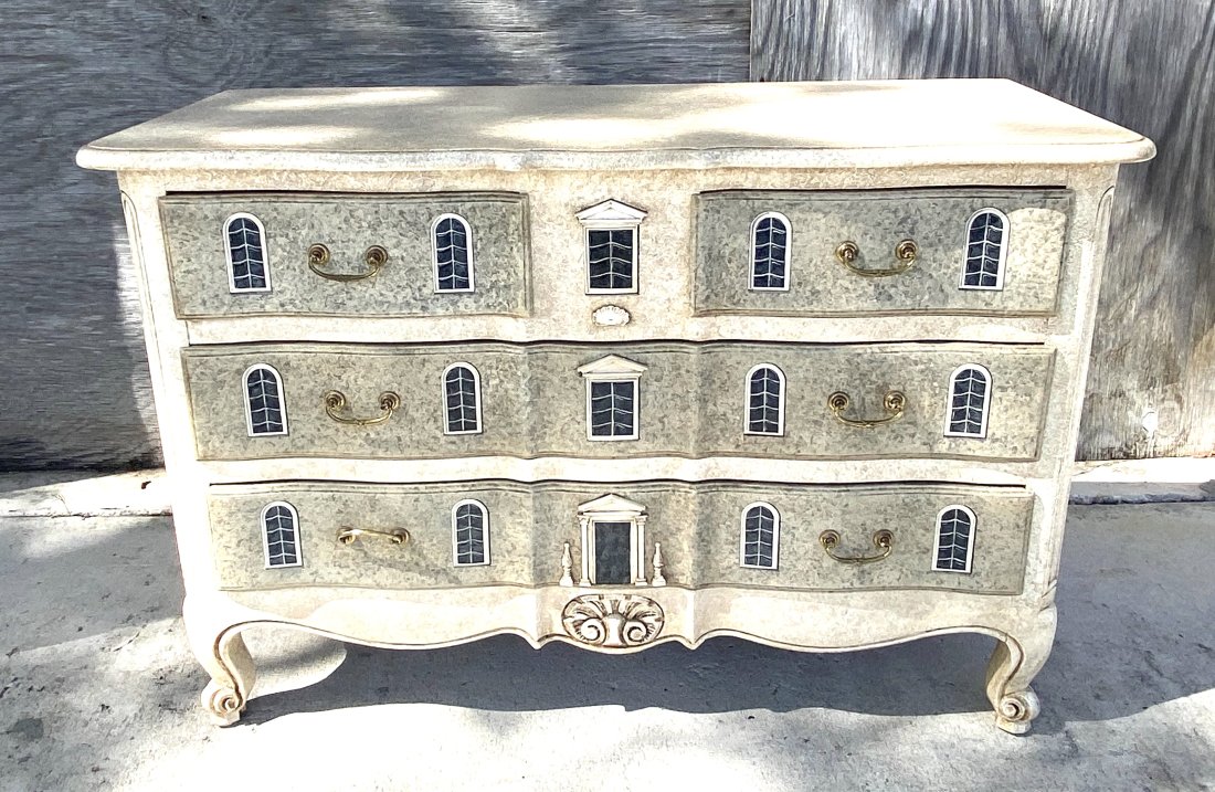 CONTEMPORARY FRENCH PROVINCIAL PAINTED COMMODE (1 of 8)