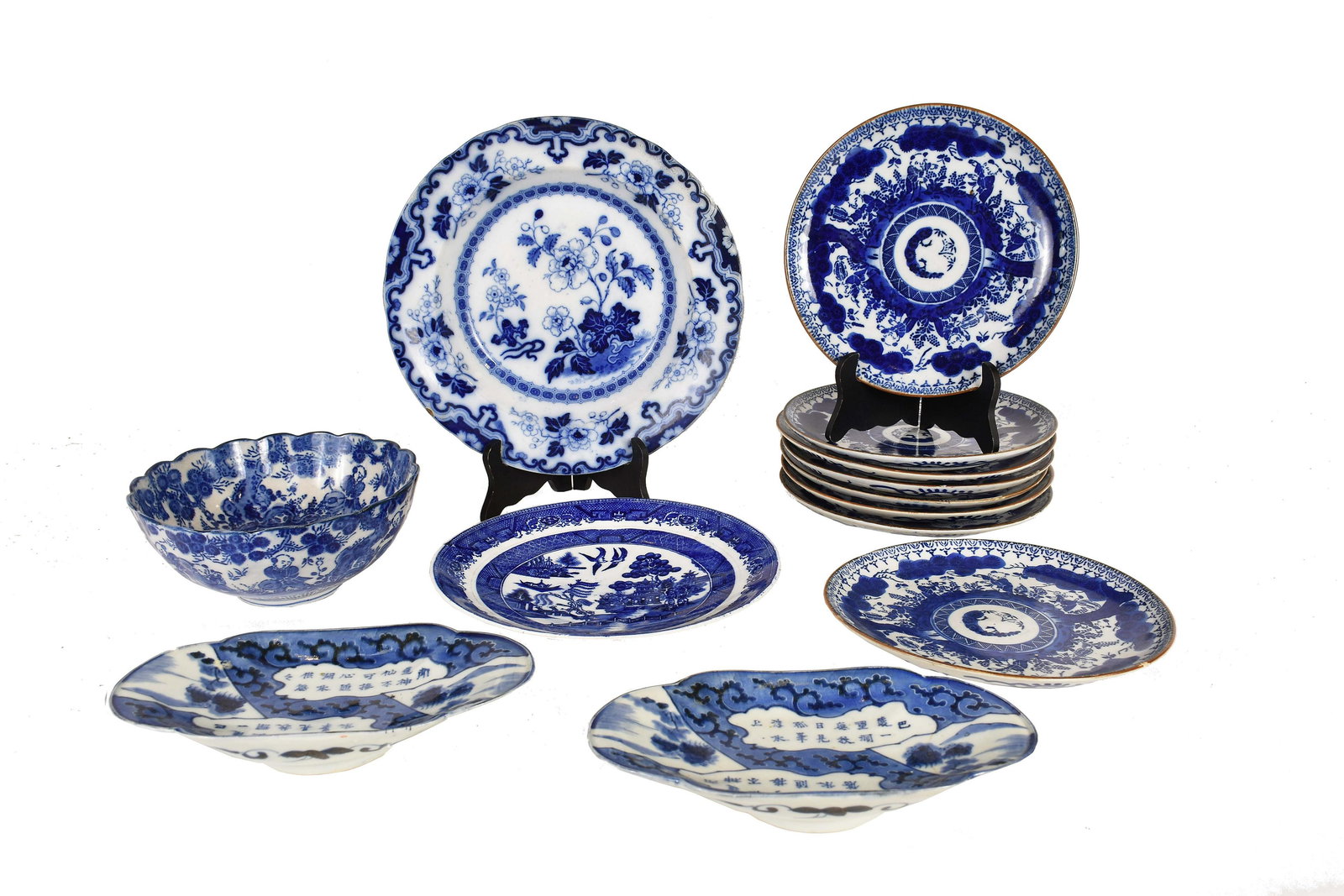 TWO ENGLISH STAFFORDSHIRE EARTHENWARE TABLE ITEMS (1 of 6)